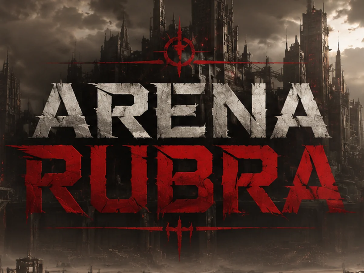 Arena Rubra title over a monumental ruined city, cropped for the project-card format.