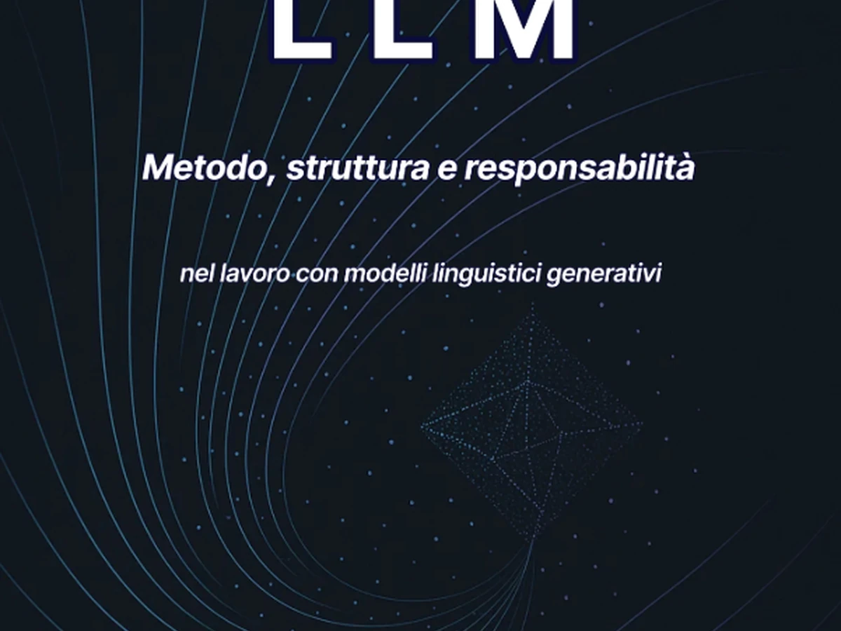 Manuale LLM cover presented on a dark blue background.