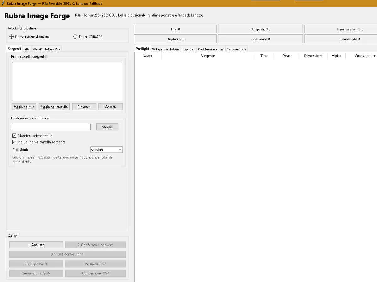 Rubra Image Forge desktop workspace in standard conversion mode.