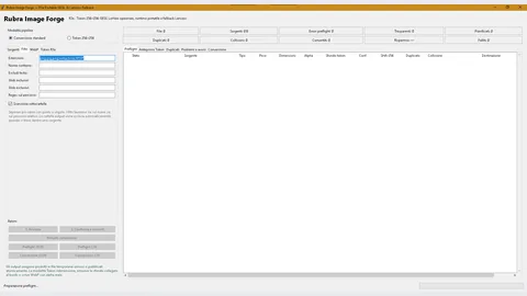 Rubra Image Forge Filters tab showing extension, include and exclude controls.